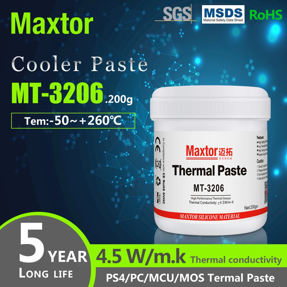 M-k Maxtor Pasta Térmica 3206 pc Cpu Gpu Ps4 Computador 5g Mcu Equipamento Cooler Fan Dissipador de Calor Térmico Graxa 4.5 w - Imagem 2