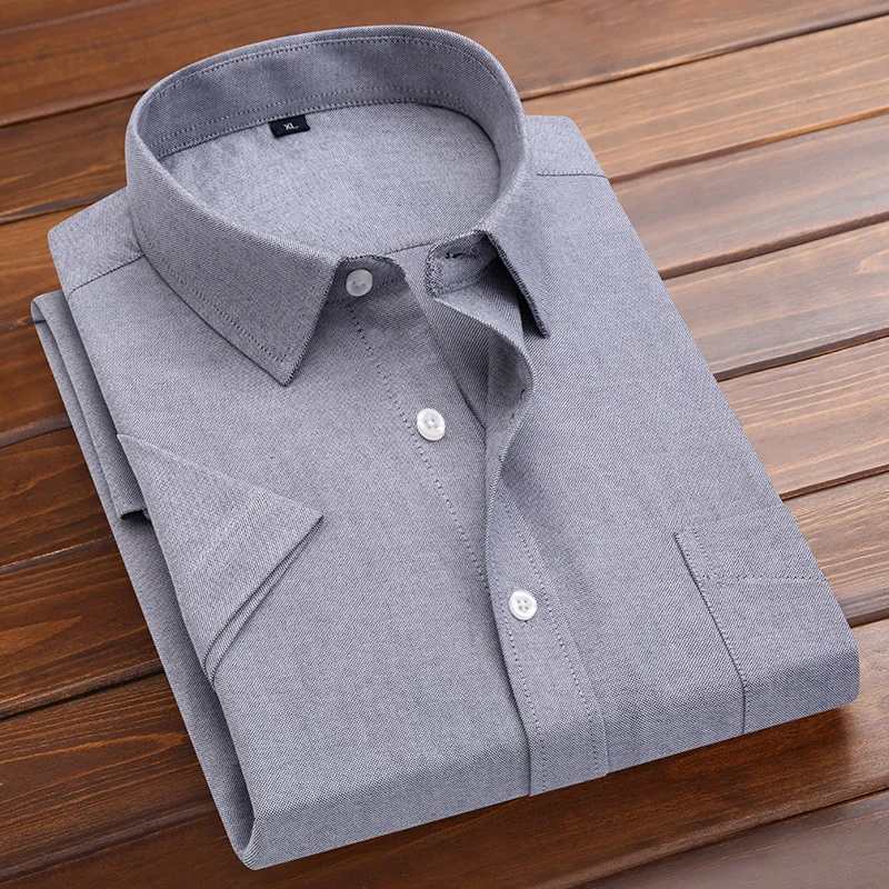 Мужская рубашка с карманами Повседневная приталенная из ткани Оксфорд короткими