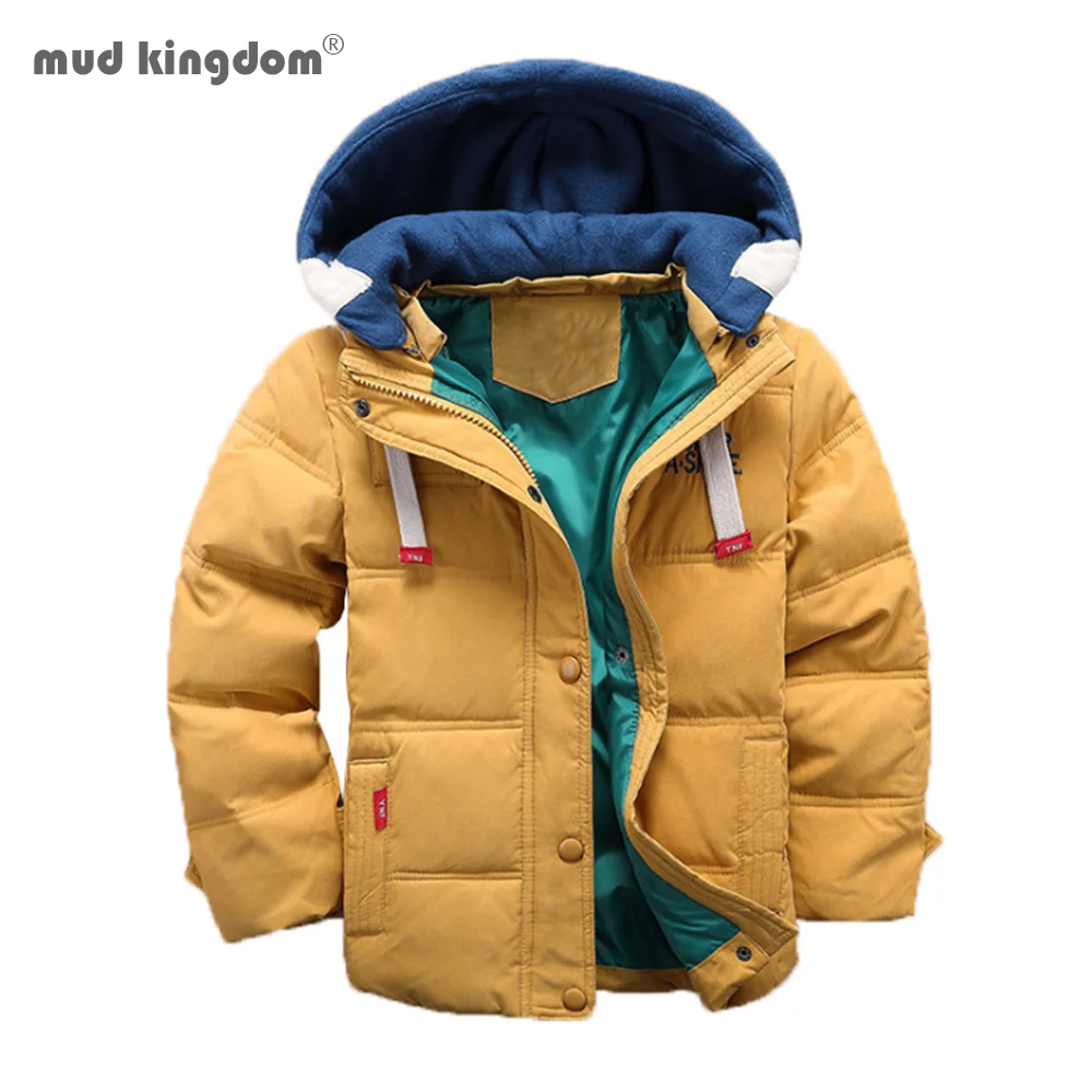Mudkingdom/зимняя новая одежда для маленьких мальчиков Детский комплект одежды с капюшоном теплые куртки детей