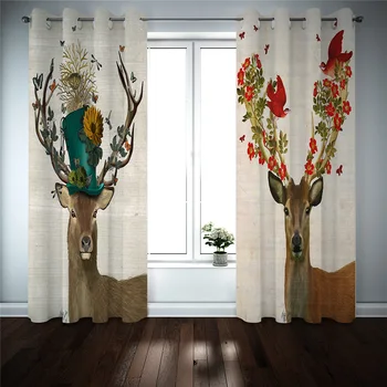 

Photo 3D Blackout window curtain living room bedroom modern curtains Abstract animal modern drapes