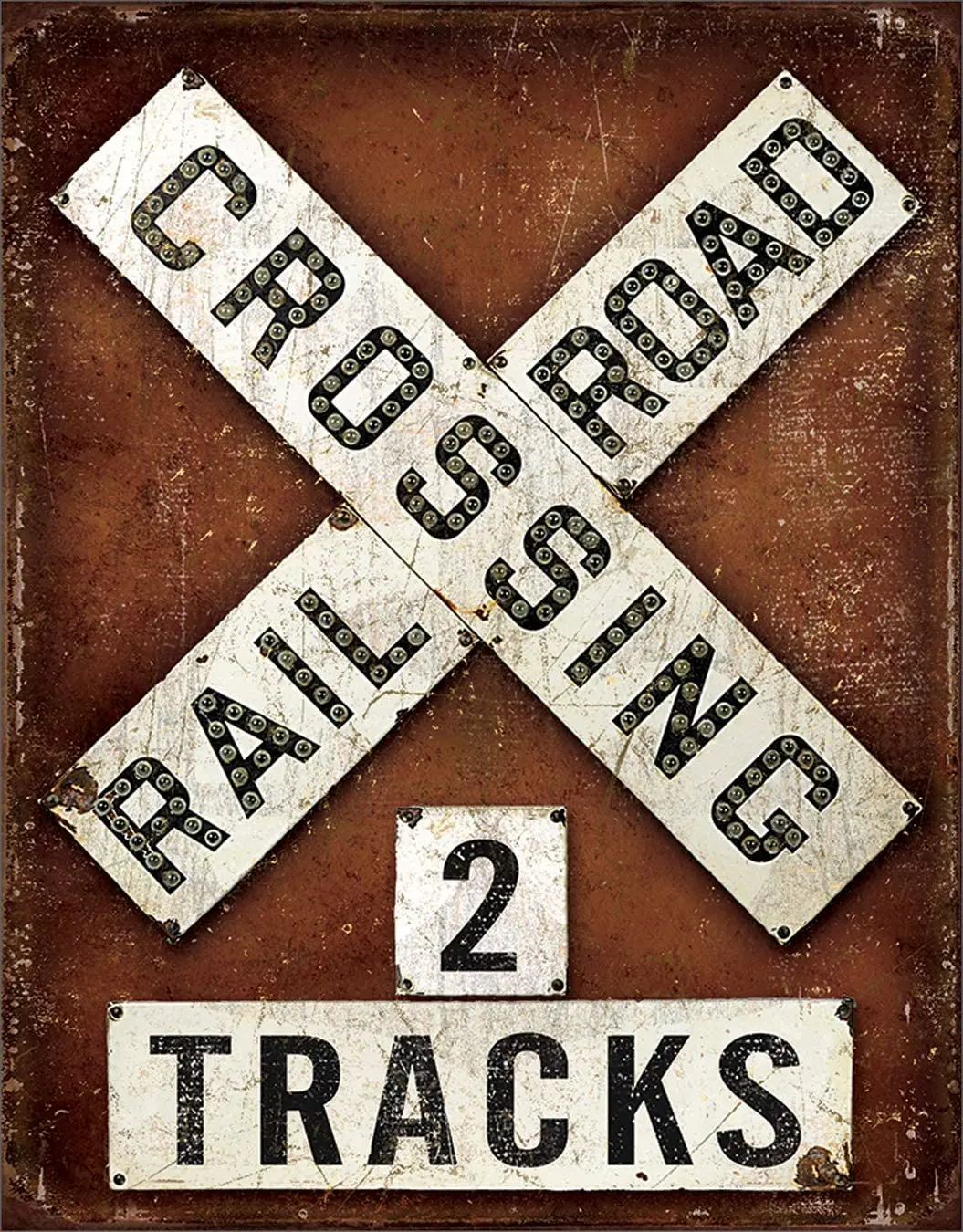 

Desperate Enterprises Railroad Crossing Tin Sign,