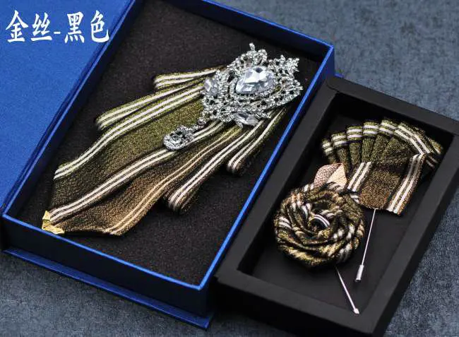 3pcs Bow Tie Set Мужской женский деловой Галстук Свадебная вечеринка сплав металлическая голова галстук-бабочка со стразами набор брошей платок Карманный квадратный галстук-бабочка - Цвет: 3pcs Bow Tie Set