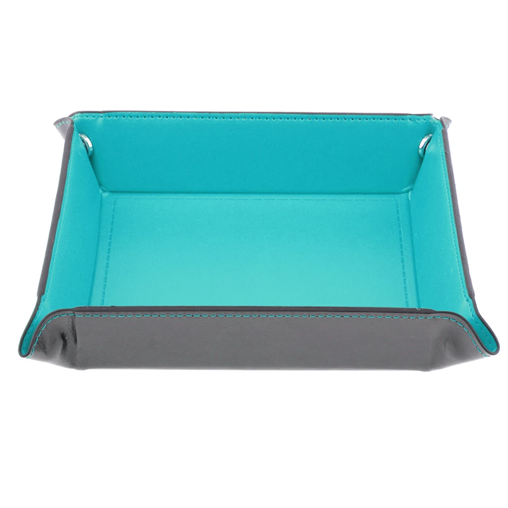 Dice Rolling Tray Storage Box for RPG DND Table Games, PU Leather Portable for Travel Choice of 7 Colors