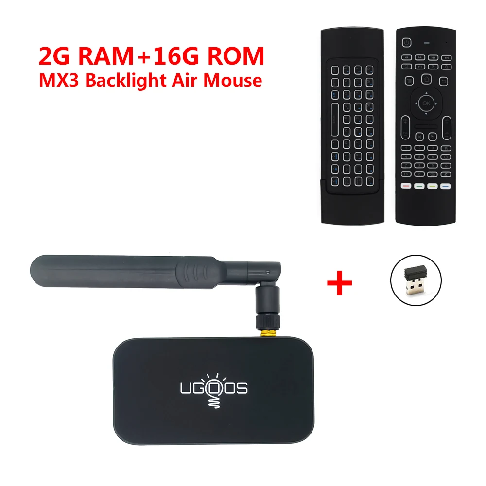 2GB 16GB add mx3l Ugoos UM4 Смарт ТВ приставка rk3328 2 Гб DDR4 16 Гб rom android 7,1 ТВ приставка 2,4G/5G двухдиапазонный wifi Поддержка Bluetooth 4k HD tv Bo - Цвет: 2GB 16GB add mx3l