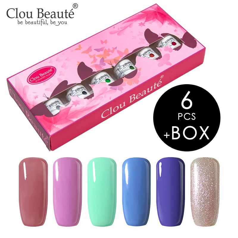 Clou Beaute Гель-лак подарочный набор! полупостоянная гель uv Vernis светодиодный гель лак для ногтей Лаки Гибридный био-Гели Soak Off Гель-лак лаков для ногтей Краски - Цвет: ZH12-6pcs(gift box)