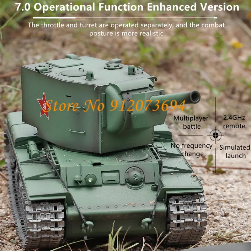 1:16 KV-2 Simulation Military Remote Control Heavy Tank Smoke Device Infrared Battle 320° Turret Rotation Metal Track RC Boy Toy 6
