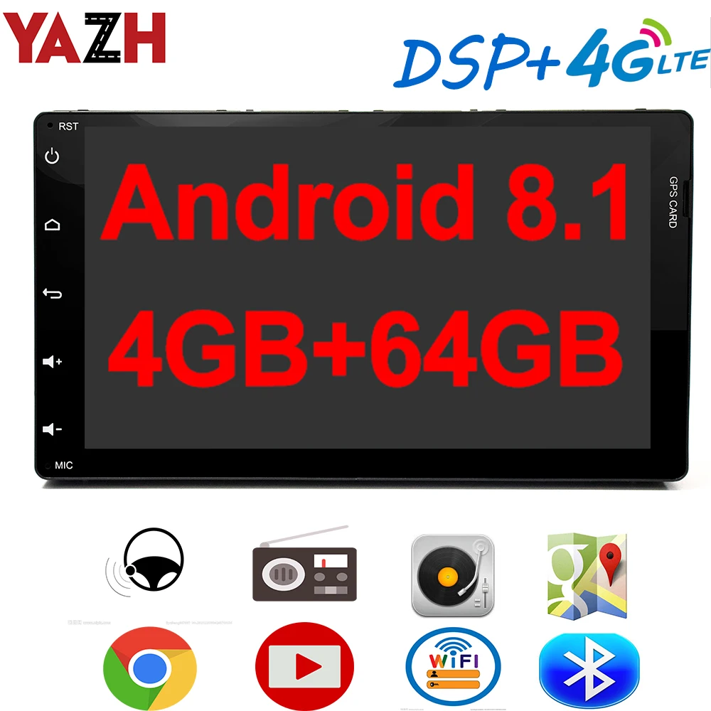 YAZH Android 8,1 4 Гб 64 ГБ Автомобильный Радио плеер для Toyota RAV4 с 10," ips gps дисплей Bluetooth 5,0 SWC OBD 4G SIM карта