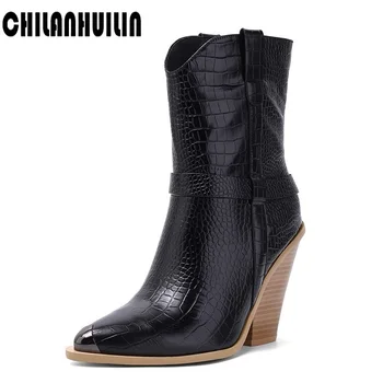 

new fashion metal studded pointed toe runway shoes women black ankle boots for woman autumn shoes sexy spike heels booties mujer