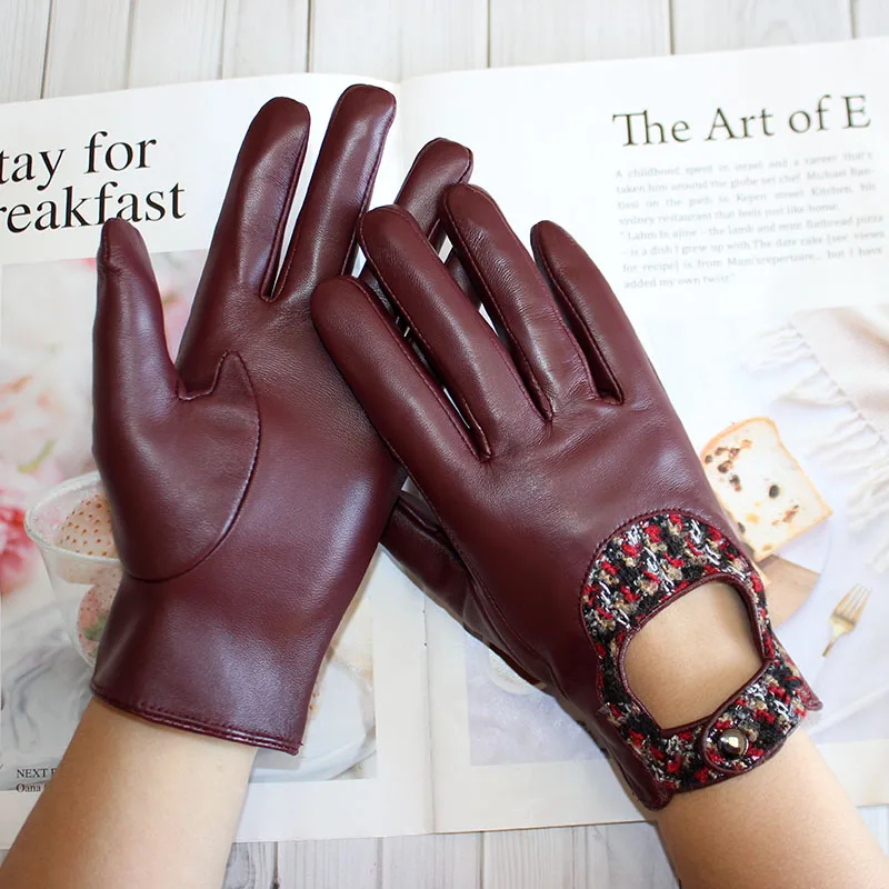 Touch Screen Sheepskin Driver Gloves Female Fashion 2022 New Thin Lined Motorcycle Riding Leather Full Finger Driving Gloves