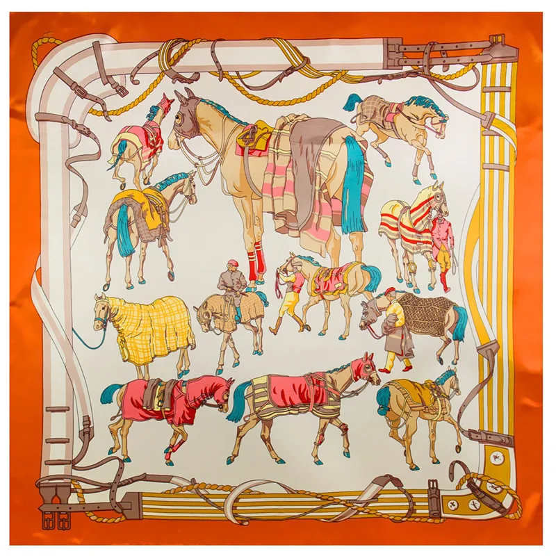 90cm-War-Horse-Belt-Square-Scarf-2019-New-Fashion-Women-Silk-Scarf-Luxury-Brand-Hijab-Shawl