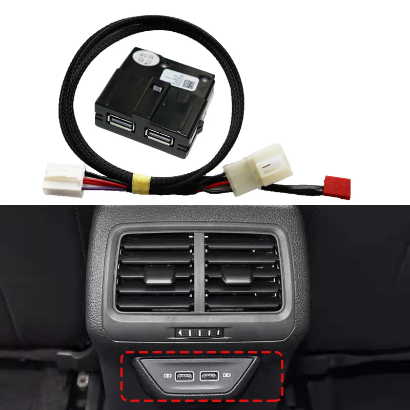 Car Interior Rear Double USB Adapter Charger Socket Armerst Wiring Harness For Tiguan 2 MK2 Octavia Superb 5QD 035 726 L | Автомобили и