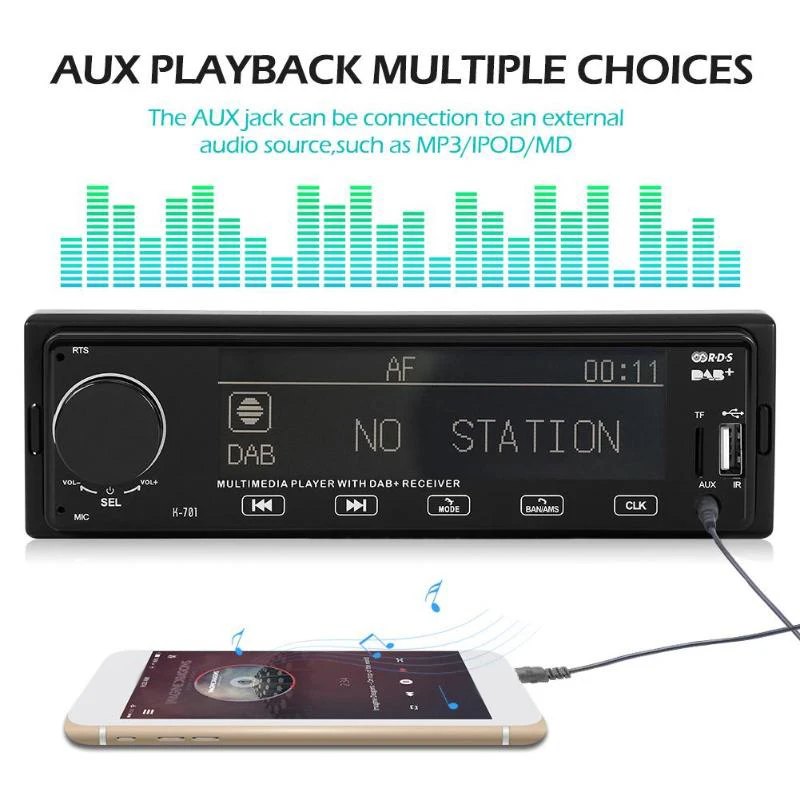 K701 DAB Автомагнитола стерео MP3 плеер 1Din Авторадио Bluetooth RDS AM FM радио AUX USB TF карта авто аудио музыкальный Автомобильный плеер