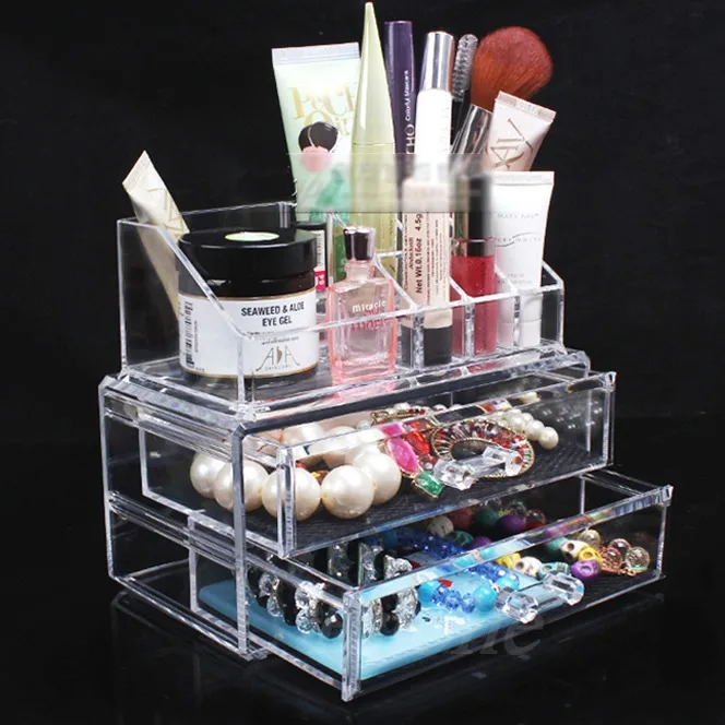

Clear Acrylic Cosmetic Makeup Case Organizer Holder Drawers Jewelry Storage Box