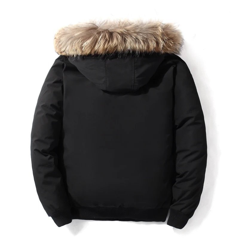 Мужская зимняя куртка-бомбер с большим меховым воротником и капюшоном, Высококачественная Толстая теплая ветрозащитная пуховая куртка, парка, верхняя одежда, большие размеры 4XL