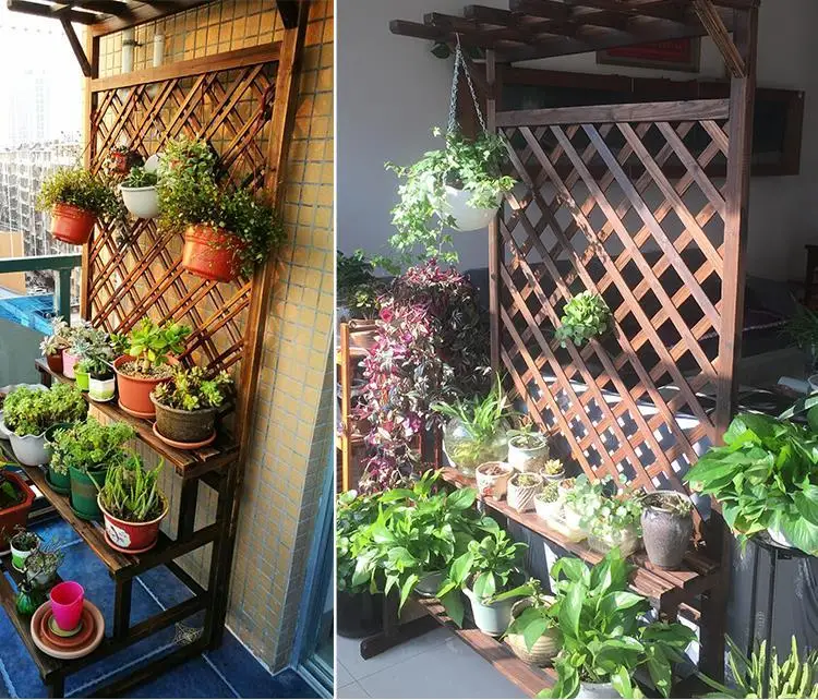 Wood Repisa Soporte Interior Flores Plantenstandaard Terraza Estante Para Plantas Outdoor Rack Balcony Flower Shelf Plant Stand