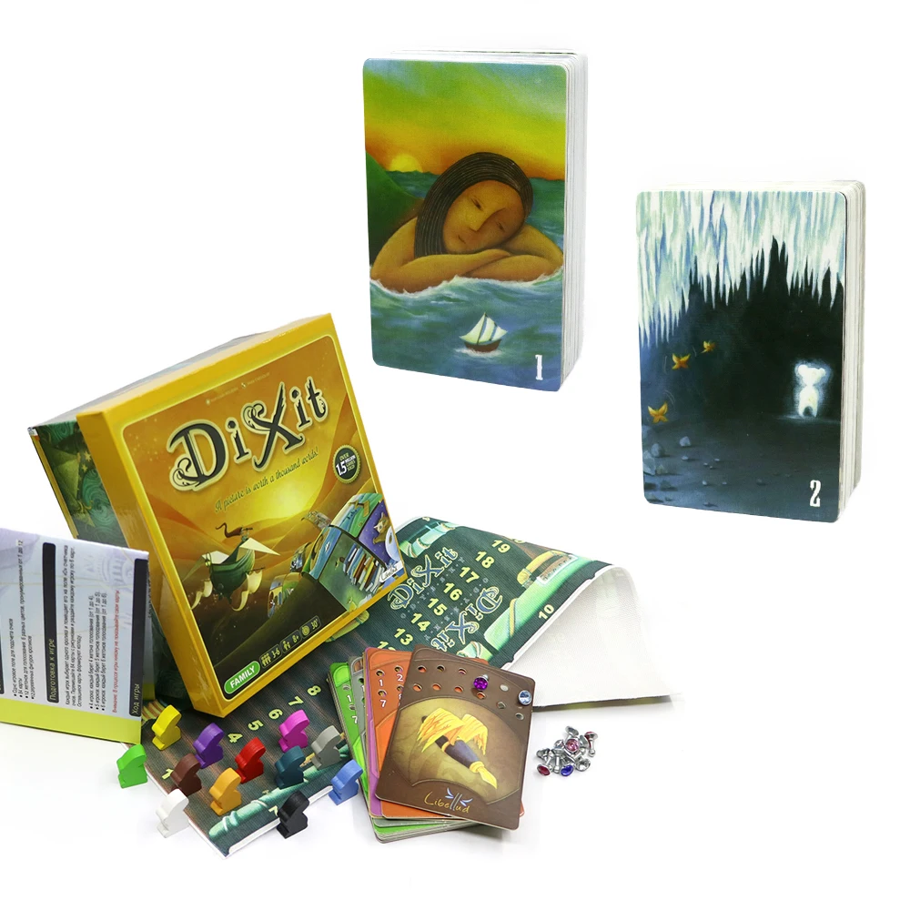 

imaginative card game Dixit1+2 wooden rabbits 168 cards colorful box gifts for kids family party board game