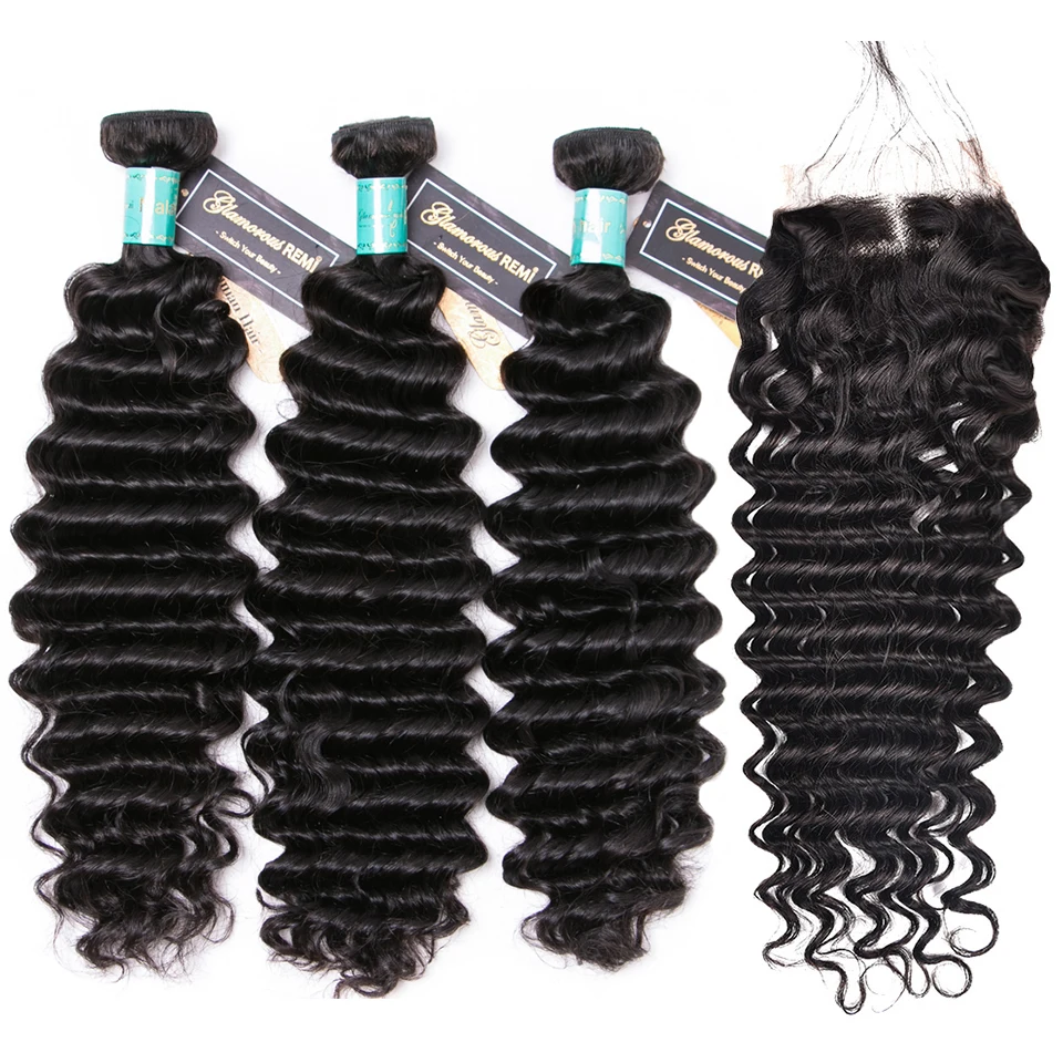 

Malaysian Deep Wave with Closure Malaysian Curly Remy Hair 3 Bundles with Closure Deep Curly with Closure Malaysian Hair Weft