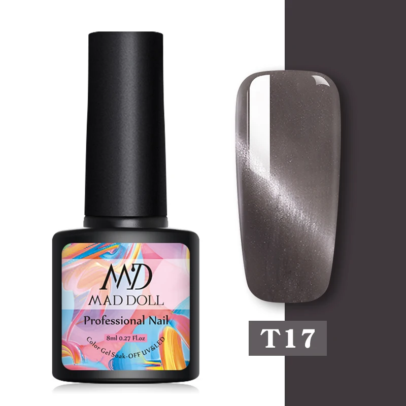 T17 MAD DOLL 8 мл мигающий Гель-лак для ногтей кошачий глаз впитывающийся Гель-лак для нейл-арта Magnicure гель для ногтей кошачий глаз УФ-гель лак - Цвет: T17