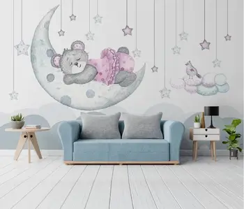

AINYOOUSEM Cartoon fantasy crescent star bear background wall peint papel de parede wallpaper 3d wallpaper stickers