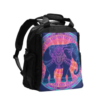 

Tribal Elephant Mandala Colorful Baby Nursing Bag Diaper Bag Large Capacity Travel Nappy Backpack