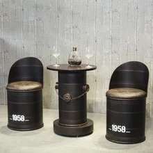 

Mesa y silla de Bar Retro de estilo Industrial, taburete de barril de hierro, silla de barril de aceite, creatividad