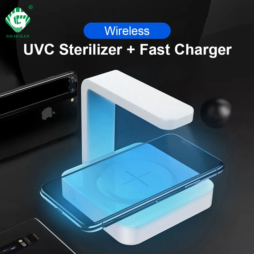 

CE NEW Ultraviolet Sterilizer Light Portable 2 In 1 25 min Disinfection Lamps Wireless Quick Charger for Phone UVC Germicidal