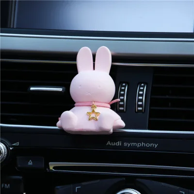 Автомобильные аксессуары, 3D прекрасный чистый аромат, кролик, автомобильный Кондиционер, на выходе, украшение, звезда, ожерелье, камень, ароматерапия, духи - Название цвета: Pink Rabbit 1
