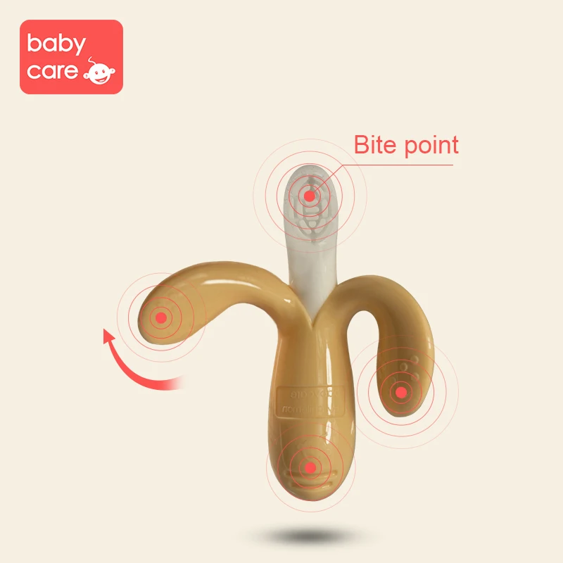 Teether 2 Babycare мягкая детская Силиконовая зубная щетка банана зубное кольцо детская стоматологическая уход обучение Прорезыватель детей жевательные игрушки с чашей - Цвет: Teether 2