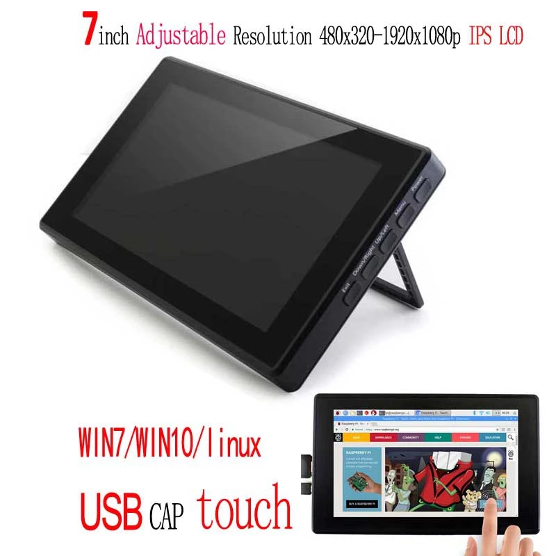 BESTfor Raspberry Pi 4 Модель B/3B+/3B 7 дюймов дисплей 1024X600 ips емкостный пресс-экран монитор ж/чехол кронштейн экранное меню