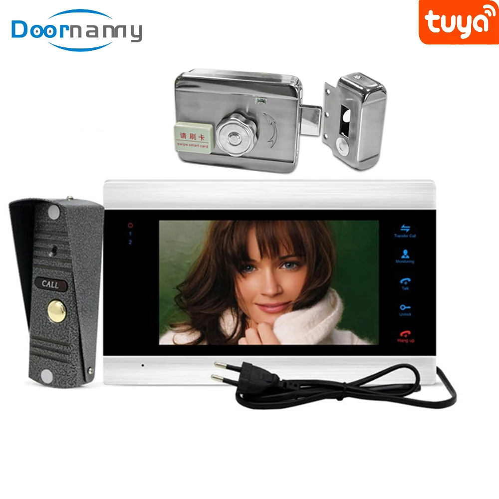 Doornanny Video Intercom With Lock For Home Apartment Remote RFID Lock Household Access Control System Kit Tuya Smart Lock Bell