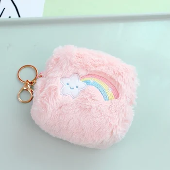 

Cartoon anime wallet cute wallet women 2020 plush purse rainbow clouds wallet women change purses fashion keyring clutch bag