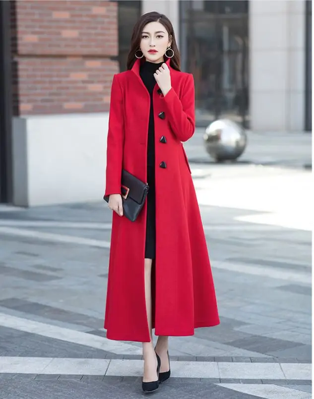 Casaco Feminino Women Plus Size Autumn Winter Cassic Woolen Maxi Long Coat Female Robe Outerwear Manteau Femme