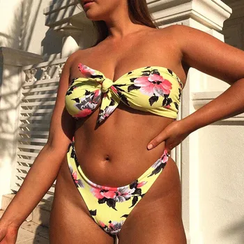 

2020 New Bikinis Women Swimsuit Bandage Swimwear Push Up Bikini Set Beach Bathing Suit Brazilian Biquni Print Female Beachwear