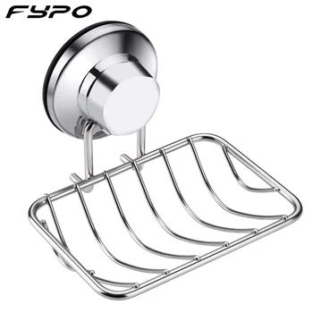 

Fypo Stainless Steel Soap Rack Vacuum Paste Soap Box Wall-mounted Creative Drain Soap Tray Storage Bathroom Accessories