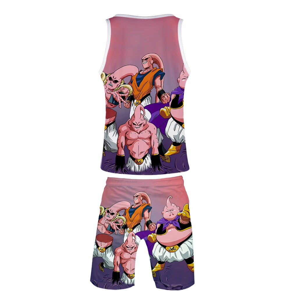 Крутая 3D верхняя одежда Goku Harajuku DRAGON BALL Harajuku комплекты из двух предметов мужские крутые новые уличные топы без рукавов летние комплекты
