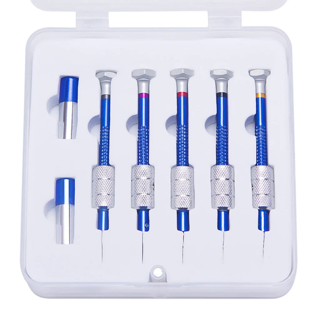Синий 5 шт. прочный высокая точность для часовщиков DIY ремонт часов инструменты крестовая отвертка набор ювелирных изделий шлицевой винт удаление стали - Цвет: Синий