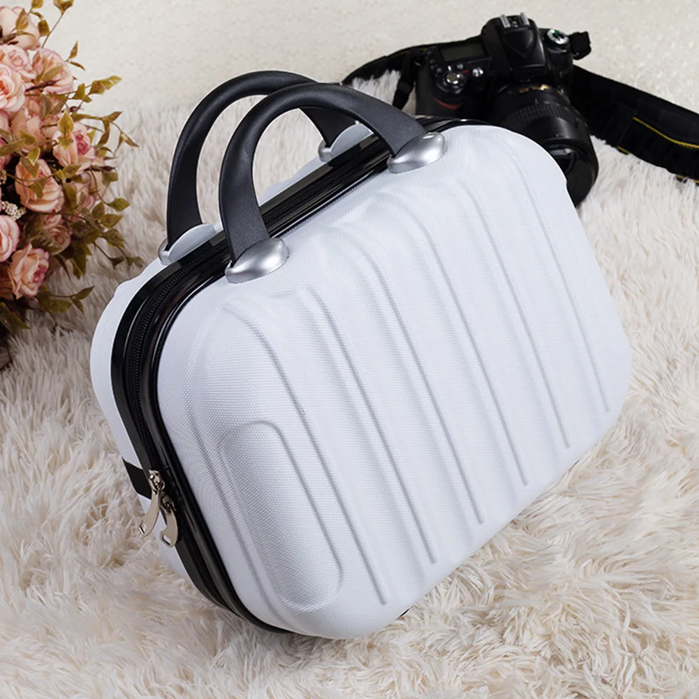 Goedkoop 14 Inch Verticale Gestreepte Koffer Case Hard Cosmetische Bag Carrying Anti Druk Reizen Abs Kleine Solid Praktische Met Riem