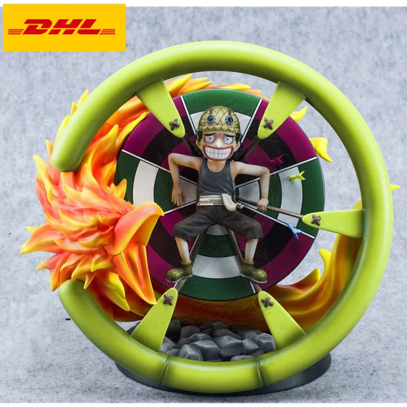 8" One Piece Statue The Straw Hat Pirates Bust Usopp Full-Length Portrait Childhood Ver GK Action Figure Toy BOX 21CM V550 - Color: Green