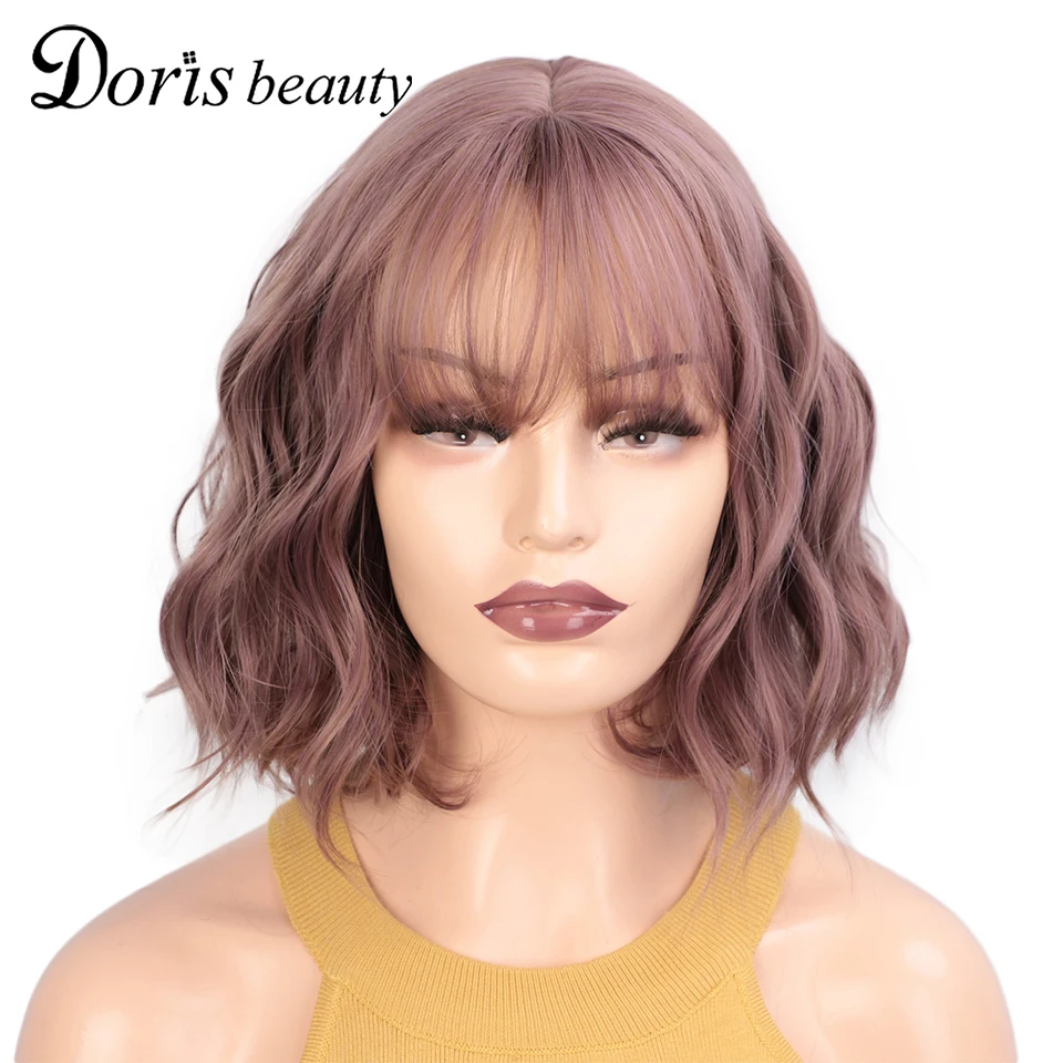 Doris beauty синтетический короткий розовый парик Лолиты натуральные волосы с челкой