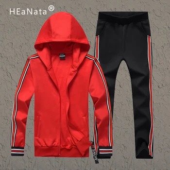 

Patckwork Sportswear Tracksuit Men Hoodies Sets Fashion Autumn WInter Thin Fleece Warm Outwear Fitness Sporting Hooded Suit Male