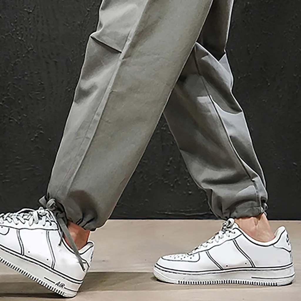 Feitong/мужские черные брюки; pantalones hombre; Осенняя уличная одежда; Простые однотонные повседневные брюки в стиле хип-хоп с карманами