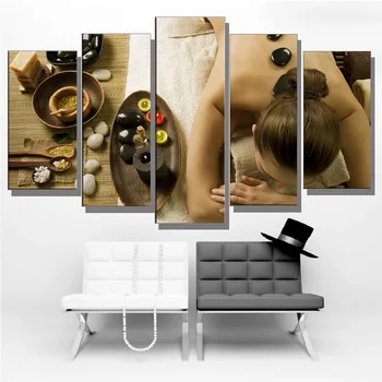 Billige ShineHome-5pcs Panel Wand Kunst Leinwand Druck Malerei Modulare Spa Nagel Körper Salon Massage Kunstwerk Modulare Bild Poster Decor