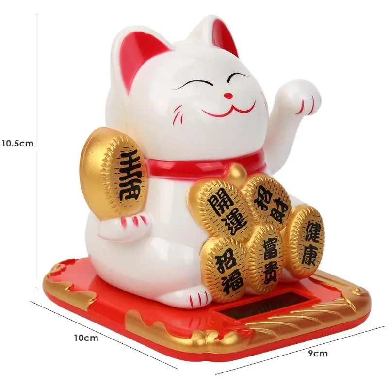 Белый Solar Lovely Shaking Hands Lucky Cat Fortune Crafts Figurines Birthday Gifts Left hand lucky right hand Nafu full of money - Название цвета: Белый