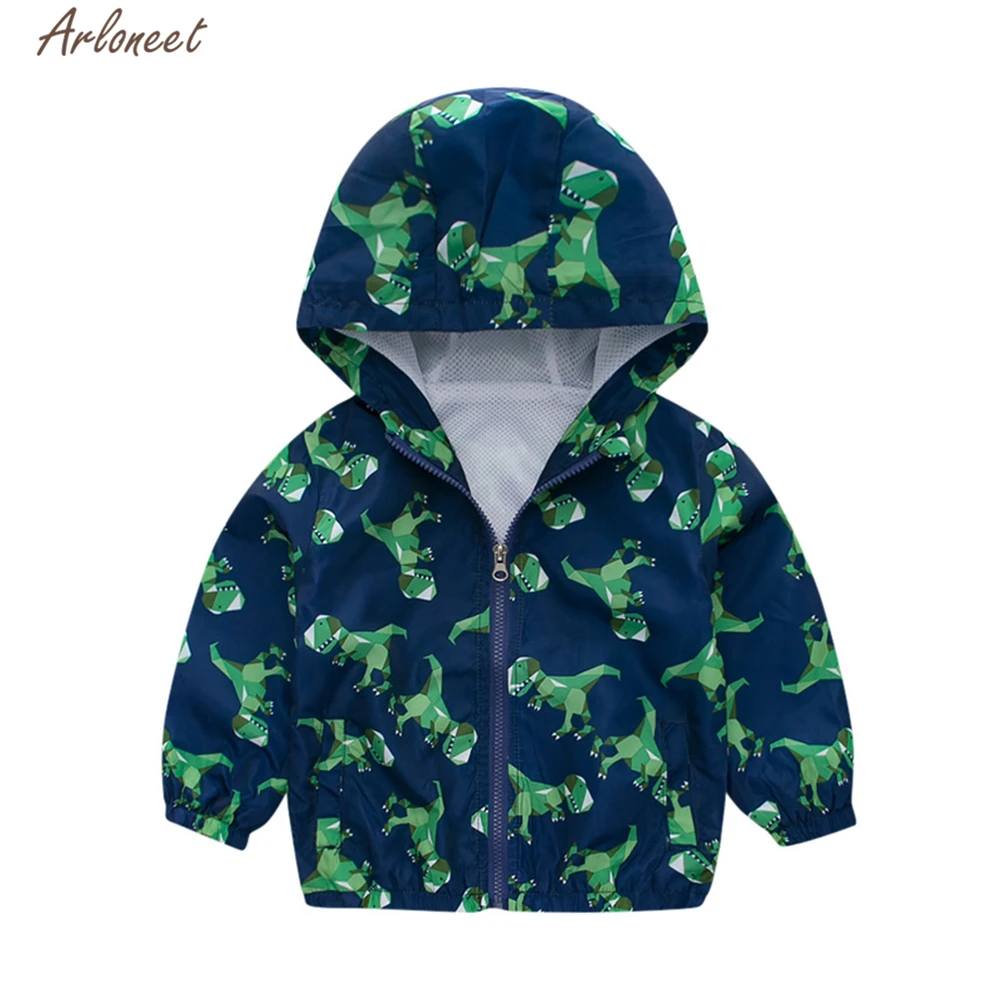 ARLONEET/детская одежда осенне-зимнее ветрозащитное пальто с капюшоном и рисунком для девочек и мальчиков детская хлопковая верхняя одежда на молнии с длинными рукавами, куртка