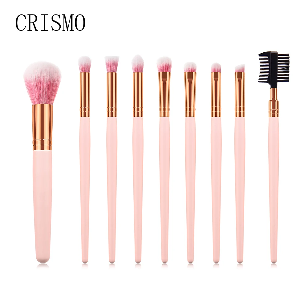 

CRISMO 9PCS Pink Professional Make Up Brushes Set Foundation Eyeshadow Eyeliner Brush Makeup Brush Set Pinceis De Maquiagem