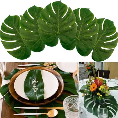 

12PCS Big Artificial Tropical Palm Leaves for Hawaii Luau Party Decorations Beach Theme Wedding Table Home garden decor