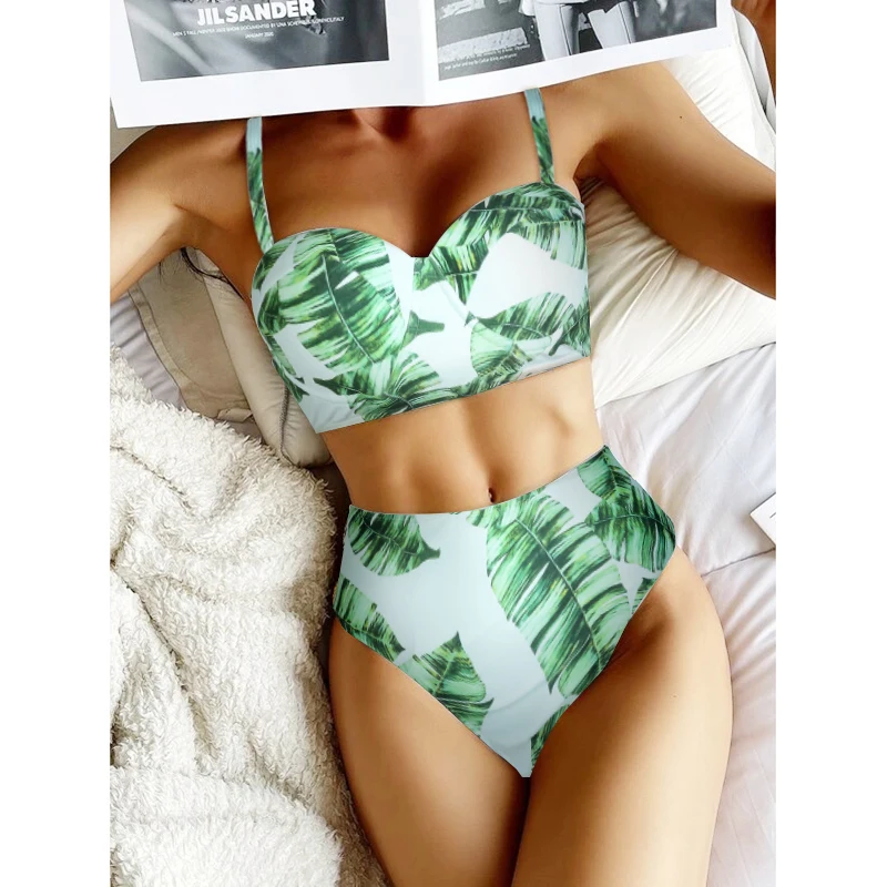 Floral Wrap Swimsuit Women 2 Pieces High Waist Biikini Set Push Up Two Pieces Swimwear 2022 Girl Beach Bathing Suits Bather