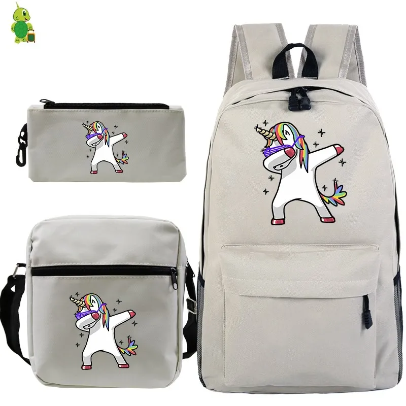 Mochila Единорог Рюкзак 3 шт./компл. школьные сумки для подростков мальчиков и девочек рюкзак средней школы Для женщин рюкзаки сумка пенал для ручек - Цвет: 32
