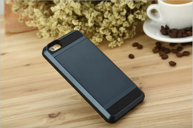 Navy Blue Гибридный жесткий чехол для iphone 5 5S SE 6 6S 7 8 Plus, ползунок, держатель для карт, кошелек, броня, задняя крышка для телефона для iphone X XS Max - Цвет: Navy Blue