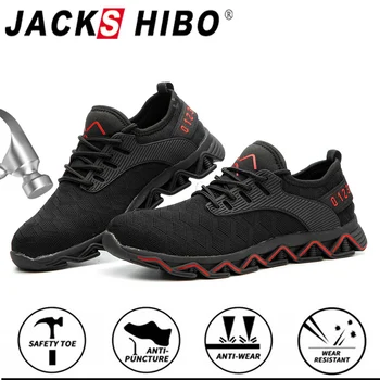 

JACKSHIBO All Season Safety Work Shoes Boots For Men Anti-Smashing Steel Toe Boots Men Construction Shoes Safety Boots Sneakers